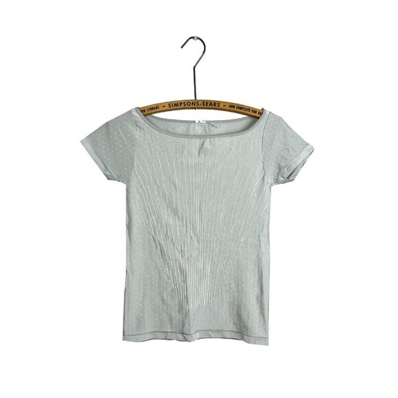 Scala Tops - SCALA Womens XS Shapewear Compression T-Shirt Light Blue Grey